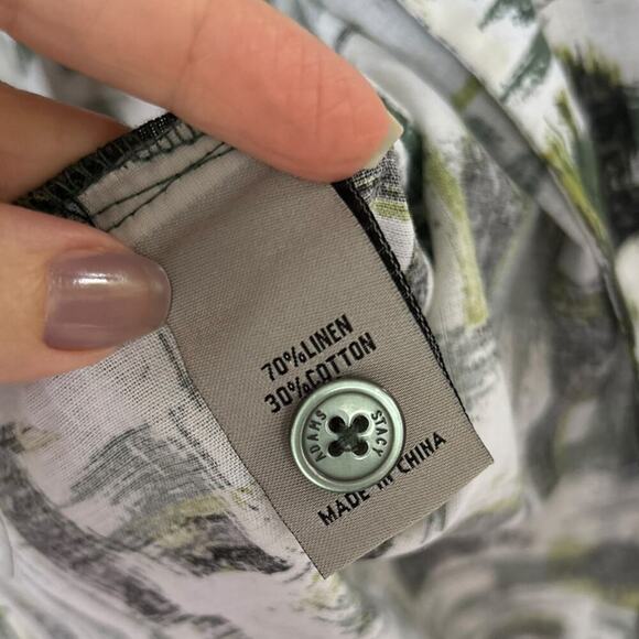 NWT Stacy Adams Men's Linen Abstract Print Shirt Size 3X - Picture 3 of 4